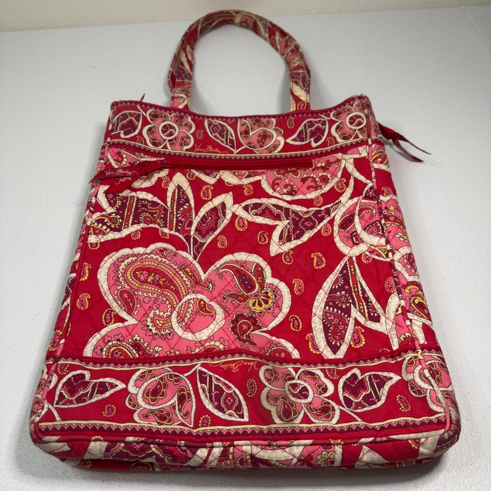 Vera Bradley Quilted Paisley Laptop Tote Bag Red Pink Yellow
